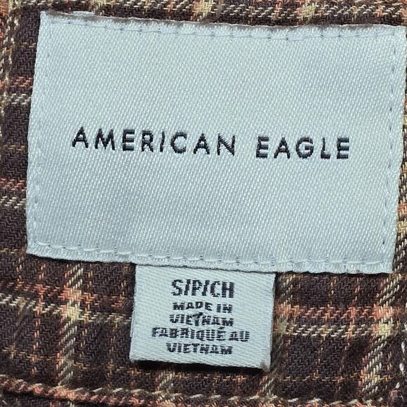 American Eagle Brown Plaid Shirt Sleeveless Button Up Grunge Women's Size S Top - Picture 4 of 7